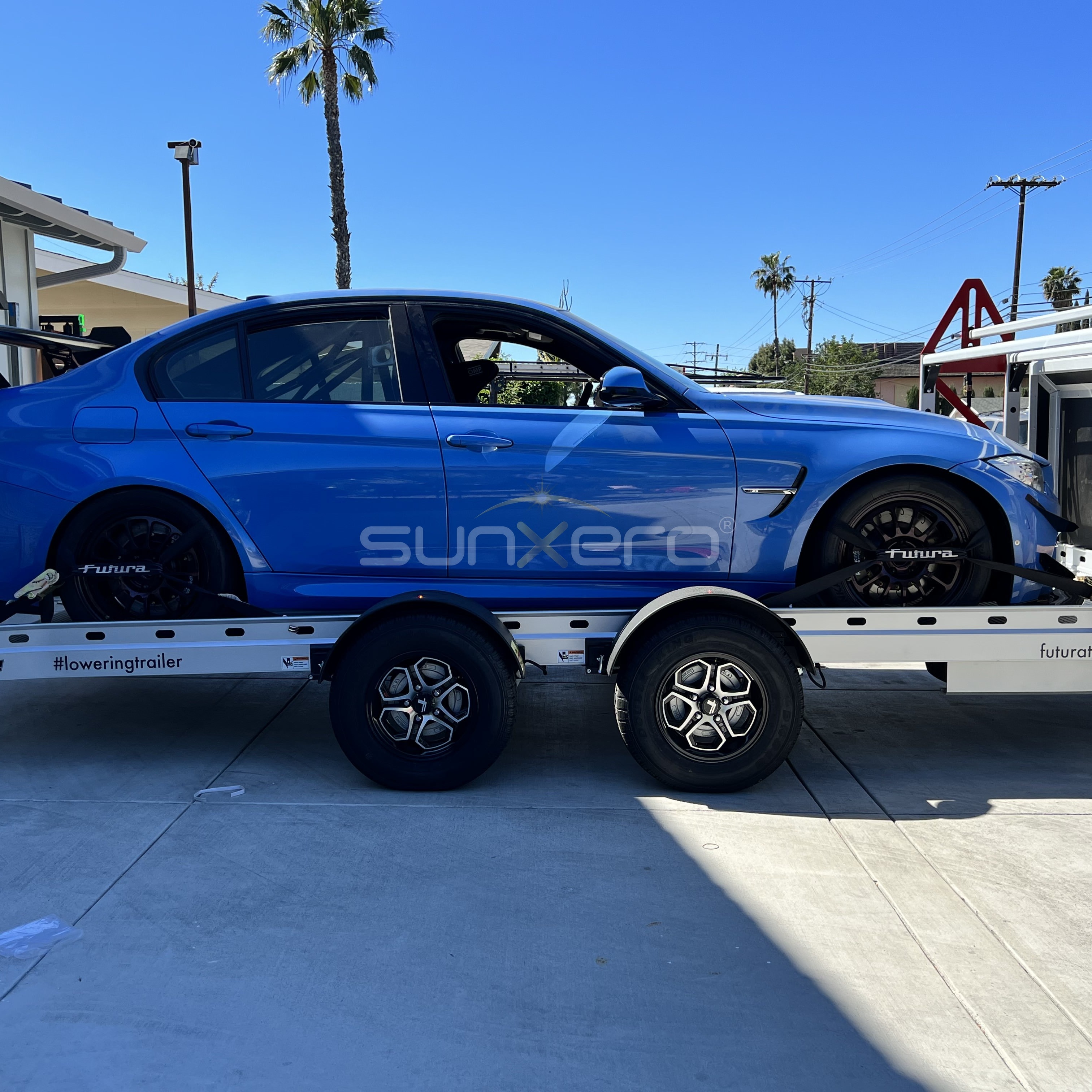 Blue Sports Car — Transport Trailer