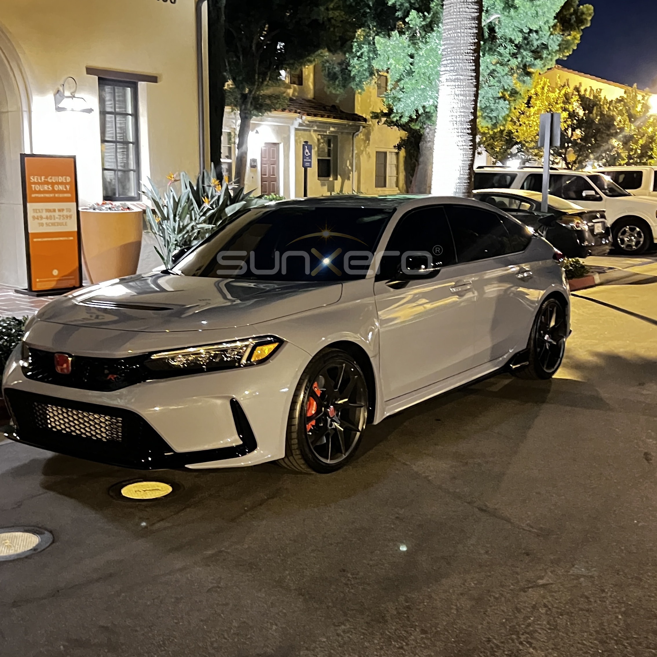 White Sports Car — Night