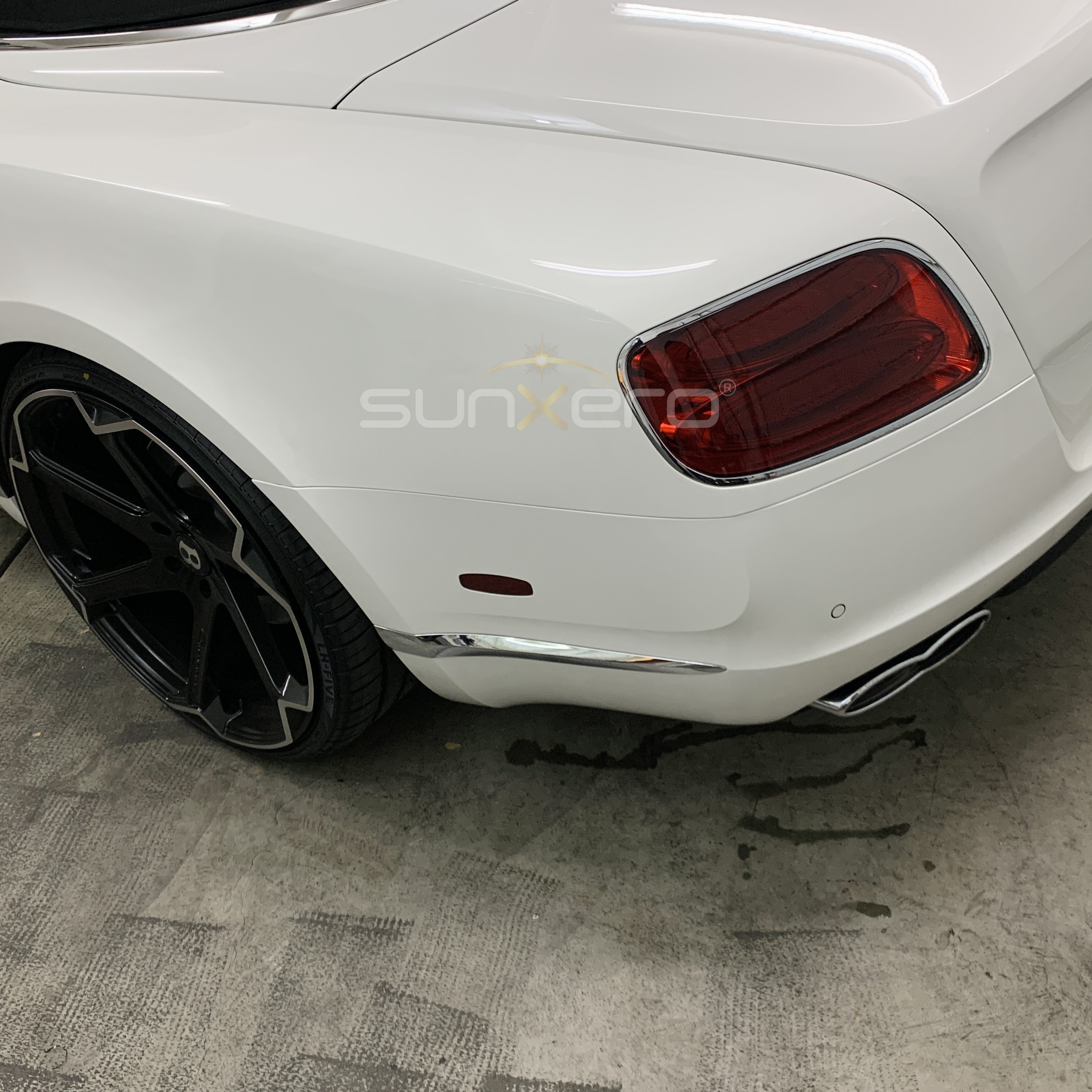 White Luxury Sports Car — Rear Detail