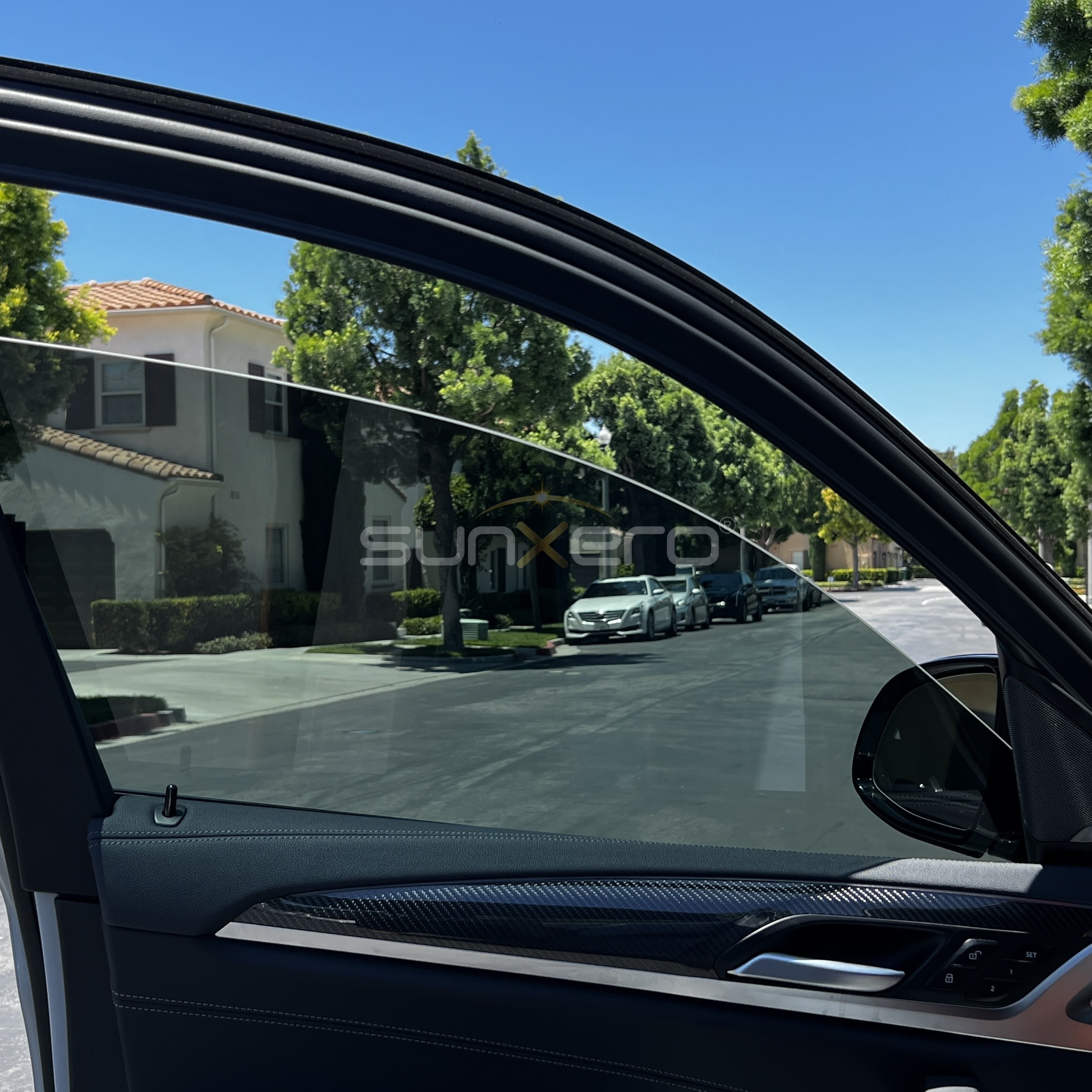 Car Window View — Suburban Street